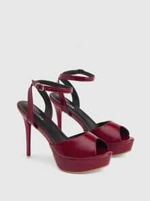 CUCCOO LuxiPop Women Heeled Sandals - Burgundy patent leather - View 2