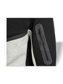 Men's Nike Tech Fleece Windrunner HV0949-011: Black/Gray, Warm, Windproof, Breathable, Lightweight, Quick-Dry For Sports & Daily. - Black/Grey - View 5