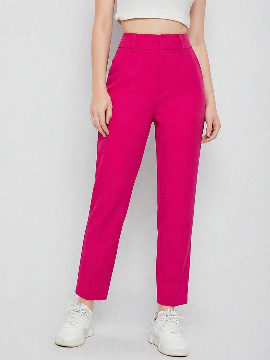 EURMUSE Women's Solid Color Simple Daily Suit Pants - Pink - View 1