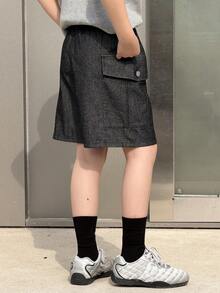 DAZY Tween Boys' Cargo Pocket Relaxed Fit Denim Shorts - Black - View 6