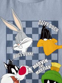 LOONEY TUNES X SHEIN Young Boys Crew Neck Short Sleeve Casual Cartoon Cute Print Summer T-Shirt, - White - View 4