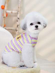 PETSIN Pet Spring New Dog Clothes Animal Supplies Pet Clothing Dog Tank Top Cat T-Shirt Teddy Outfits Small Animal Attire Casual Cool Tank Top Dog Clothes Cat Clothes Two-Season Spring & Summer New Tank Top - Multicolor - View 13