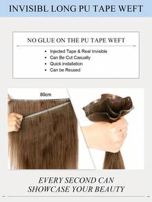 PU Tape Weft Human Hair , No Glue Tape-In Hair Extensions, Seamless PU Skin Weft, 40G-50G, For Fine Hair, Pre-Sealed With Sew-In Clips,Tapes,Sew In Micro Links - S06 - View 5