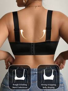 DesireSculpt 1 chiếc áo ngực cỡ lớn phối ren, chất liệu vải bóng, dây đeo điều chỉnh được. - màu đen - Xem 2