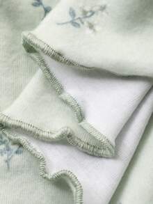 DAZY 女士秋季睡衣套装，2件套，碎花宽松长袖T恤和直筒裤。 - 綠色 - 查看 7