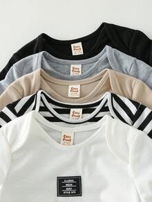 5pcs/Set Baby Boy Soft Knit Sleeveless Romper Set - Multicolor - View 4