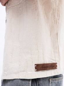 SUMWON Light Wash Short Sleeve Button Up Denim Shirt Point Collar Chest Pockets Regular Fit Classic Summer Style - Apricot - View 6