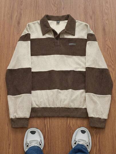 SWAVVY Sudadera casual de punto de ajuste holgado con media cremallera y manga larga para hombre