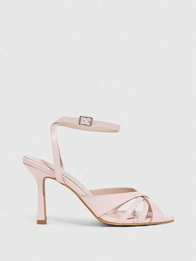 CUCCOO SZL White Crystal Embellished Strap Butterfly High Heel Sandals, Elegant Casual Party Date Wedding Occasion Shoes For Women Prom Heels