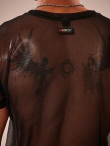 FeverCity Men's Mesh Round Neck Short Sleeve Casual T-Shirt - Black - View 6