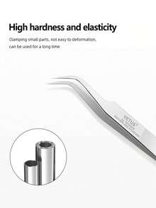 1PC Vetus ST Series Silver Pointed Tweezers, Stainless Steel Straight And Angled Tweezers For Eyelash Extensions, Available Models: ST-10/11/12/14/15/16/17 - Silver - View 2