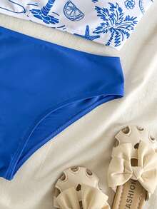 Travachic KIDS Tween Girl Palm Tree Print Casual Swimsuit Set, Summer - Multicolor - View 5