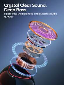 Teckwe 无线耳机，LED显示屏，Hi-Fi音质，3D立体声，全自动配对，兼容AAC，符合人体工学设计，防水，深黑色 - 黑色 - 查看 4