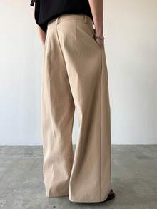 HUEFORM Quần dài nam trơn màu, dáng suông, kiểu dáng thường ngày, có đai lưng. - Màu Khaki - Xem 2