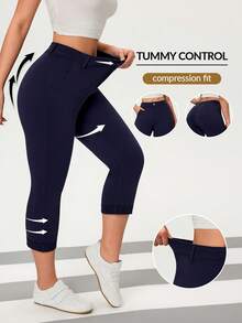 Flexra Women's Vintage Coin Pattern Casual Skinny Capri Pants - Dark Wash - View 1