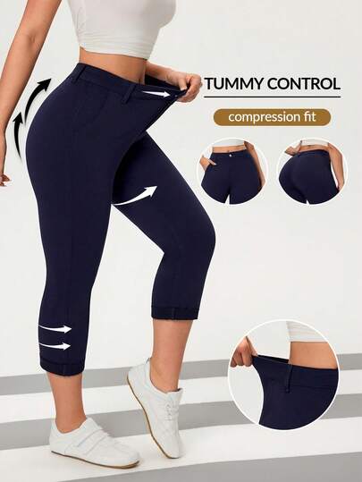 Jeanoix Women's Vintage Coin Pattern Casual Skinny 7/8 Pants