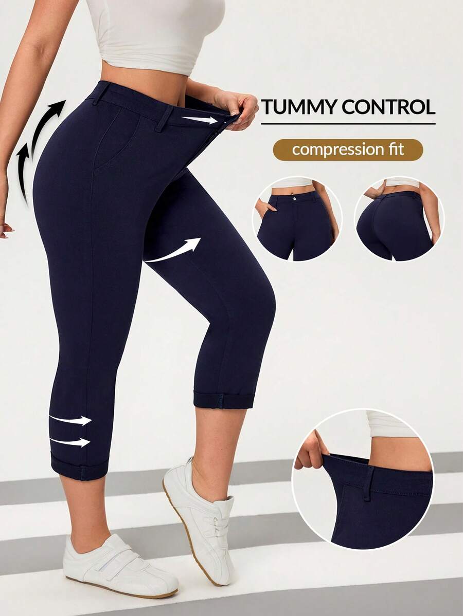 Flexra Quần lửng nữ dáng ôm họa tiết đồng xu cổ điển - Rửa tối - Xem 1