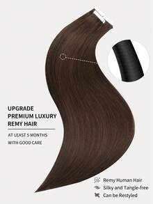 60 pcs Ekstensi Rambut Tape In 100% Rambut Manusia #2 Cokelat Tua Gaya Lurus Panjang 14-22 Inci Ekstensi Halus Tanpa Sambungan Tak Terlihat Kualitas Terbaik Ujung Tebal Ekstensi Rambut Manusia Sehat Untuk Rambut Tipis dan Penggunaan Salon Dan Untuk Semua Wanita/Anak Perempuan Penggunaan Sehari-hari - S2 - View 4