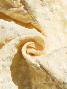 Vivid Eden 女士方领无袖纹理面料时尚夏季褶皱上衣 - 黃色 - 查看 6