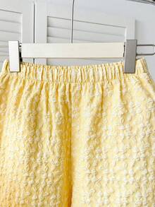 Firerie Kids 2pcs Tween Girls Casual Commuter Yellow Textured Camisole Top And Straight Leg Pants Set - Yellow - View 3