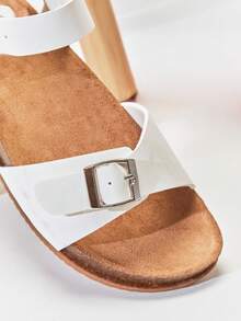 Mini mi 儿童超轻超柔软鞋垫搭扣带优质人造革白色凉鞋——舒适、支撑性好、时尚 - 白色 - 查看 4