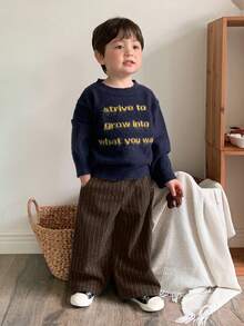 DAZY Toddler Boys' Casual Striped Loose Straight Leg Pants - Coffee Brown - View 6