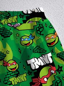 TEENAGE MUTANT NINJA TURTLES | SHEIN 男童卡通印花圆领短袖T恤套装，夏季休闲款 - 白色 - 查看 3