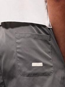 PLAYBOY X SUMWON 宽松套穿尼龙短裤，饰有兔子标志，抽绳腰带，侧边口袋，休闲夏季家居服 - 灰色 - 查看 7