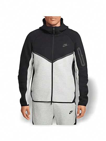  Chaqueta para hombres Nike Tech Fleece Windrunner, cálida, cortavientos, transpirable, ligera, versátil, con logotipo sólido, fácil de lavar, secado rápido, para deportes, exteriores y uso diario, color negro y gris, modelo HV0949-011