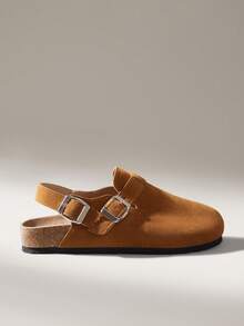 Solecia Women's Buckle Design Casual Versatile Flat Shoes - Brown - View 1