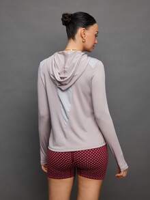 Activina 修身撞色卫衣 - 淺灰色 - 查看 2