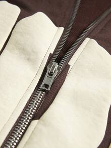 STYNVO Men's Zip-Up Long Sleeve Printed Hooded Sweatshirt - Brown - View 4