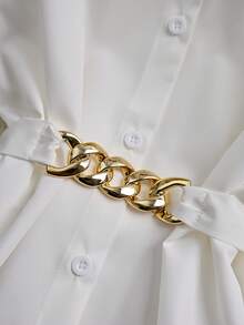 GlowEve 女士优雅休闲短袖衬衫，适合通勤和外出穿着 - 白色 - 查看 3