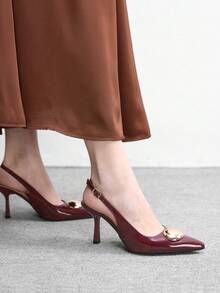CUCCOO BIZCHIC Women's Pointed Toe Stiletto Heel Elegant Commuting Fashion Versatile Sandals - Burgundy - View 5