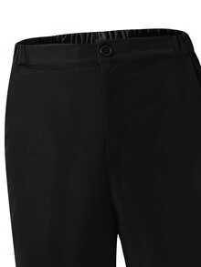 两件套青少年男士绅士套装，包括：黑色缎面领修身单层正装外套 + 黑色纹理西裤。优雅休闲的户外个性化西装，适合生日派对、晚宴、演出、主持、婚礼季等场合。 - 黑色 - 查看 5