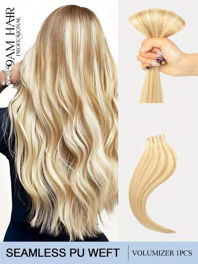 40-50ก. PU Tape Weft Human Hair, No Glue Tape-In Hair Extensions, Seamless PU Skin Weft, สำหรับผมเส้นเล็ก, Pre-Sealed With Sew-In Clips,Tapes,Sew In Micro Links