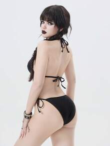 ROMWE Goth 女士连体泳衣 - 黑色 - 查看 2