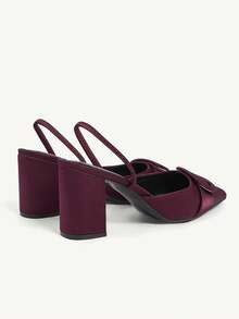 CUCCOO CHICEST Women's Pointed Toe Thick Heel High Heels, Elegant Satin Design, Sexy And Fashionable, Suitable For Commuting, Afternoon Tea, Party, Evening, And Daily Wear Summer Shoes Wedding Shoes Bride Shoes - Burgundy - View 5