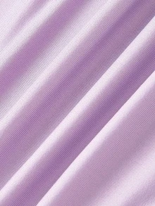 SHEIN MOD Crew Neck Ruched Flare Sleeve Cinched Waist Asymmetric Hem Burgundy Versatile T-Shirt - Lilac Purple - View 4