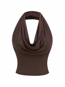 Ellevyn 2pcs/Set Women's Brown Versatile Knit Top + Long Mermaid Hem Skirt - Brown - View 12