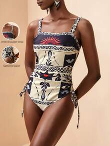 Zivah Bộ đồ bơi liền thân có dây rút bên hông dành cho nữ, thích hợp cho kỳ nghỉ hè/xuân 2026, thích hợp đi biển. - trắng - Xem 8