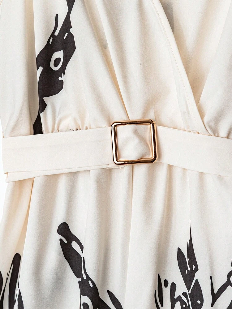 Franclia Women Minimalist Printed Jumpsuit, Suitable For Commuting And Everyday Wear - Apricot - View 5