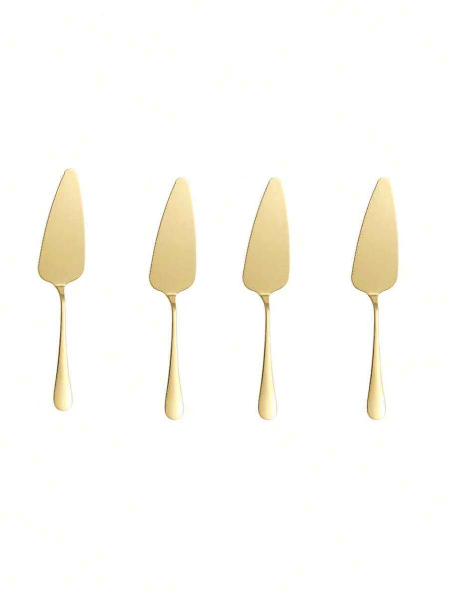 1set/4pcs Portable Stainless Steel Cake Shovel With Minimalist Style,Kitchen,Christmas Gift - Gold - View 1