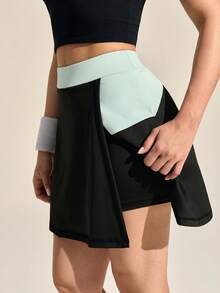 Exploreva Women's Colorblock Casual Versatile Outdoor Mini Skirt & Skort, Summer - Black - View 1