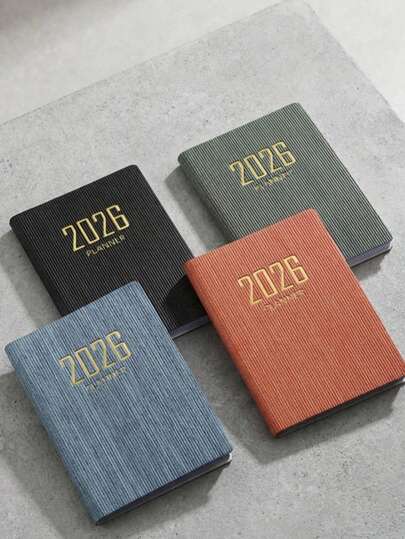 Madebyblanc 1 pièce Agenda de poche mini portable A7 2026 de 64 feuilles 128 pages, couverture rigide ultra fine, calendrier hebdomadaire et mensuel, agenda journalier, organiseur, design minimaliste, multiple couleurs, cadeau pour étudiants, professionnels, bureau, école, maison, Nouvel An, Noël, anniversaire, rentrée scolaire, saison d'hiver, essentiels de productivité, journal de gestion du temps