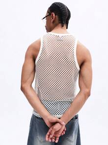SUMWON Áo tank top lưới dệt kim không tay, dáng ôm, phong cách thường ngày mùa hè, thời trang đường phố, sẵn sàng cho lễ hội mùa xuân. - Màu be - Xem 2