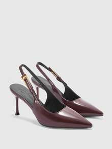 CUCCOO BIZCHIC 女鞋 女士时尚棕色基础款日常百搭性感派对女式高跟鞋露跟鞋女鞋 - 咖色 - 查看 7