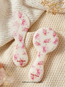 Cozy Pixies 2-Piece Set Of Soft Pink Bow Flower Hair Brush Comb Set, Gently Remove Hair Tangles, Prevent Cradle Scab, And Protect The Baby's Fontanelle At The Same Time. - Multicolor - View 3
