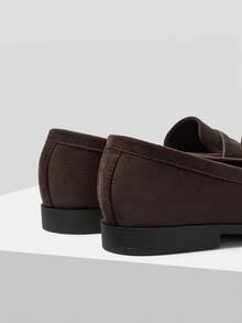 MOTF Sepatu Loafer Kulit PU Wanita, Gaya Retro Inggris, Modis & Elegan, Sepatu Datar Slip-On Nyaman untuk Hari Valentine - Kopi - View 5