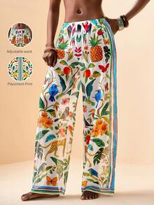 Zivah 2026 Vacation Casual Beach Sheer Retro Print Loose Pants & Cover-Up - Green - View 8